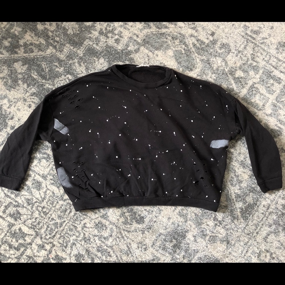 Black Distressed Crop Top